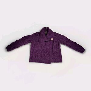 Carraigdonn Merino Wool Sweater Womens L Made in Ireland Chunky Cable Knit